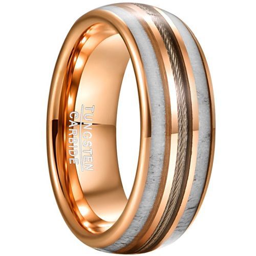 (Wholesale)Rose Tungsten Carbide Deer Antler & Wire Ring-7791