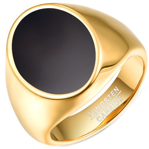 (Wholesale)Gold Tone Tungsten Carbide Ring With Black Resin-7798