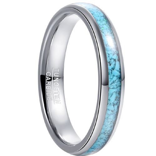 (Wholesale)Tungsten Carbide Turquoise Dome Court Ring-7799