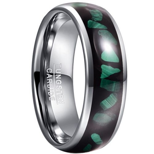 (Wholesale)Tungsten Carbide Green Malachite Ring-7897