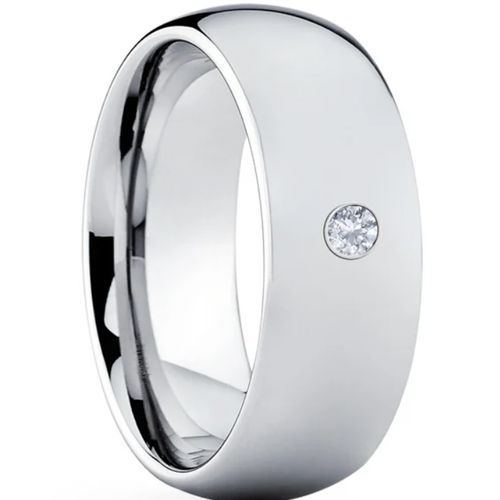 (Wholesale)Tungsten Carbide Dome Court Ring With Cubic Zirconia-7967