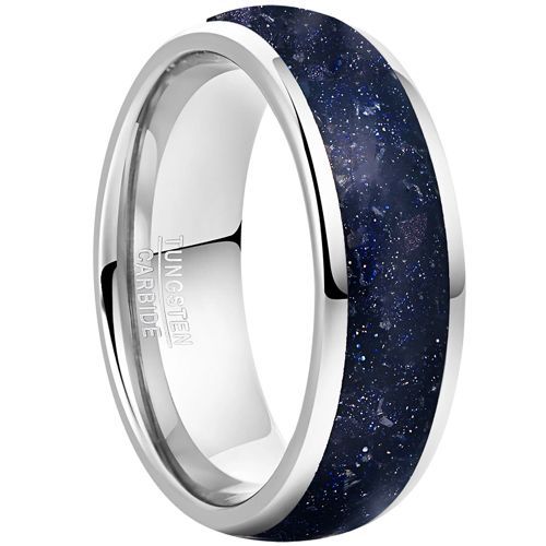 (Wholesale)Tungsten Carbide Ring With Meteorite-8604