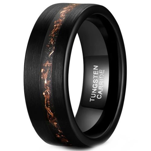 (Wholesale)Black Tungsten Carbide Copper Foil Ring-8866