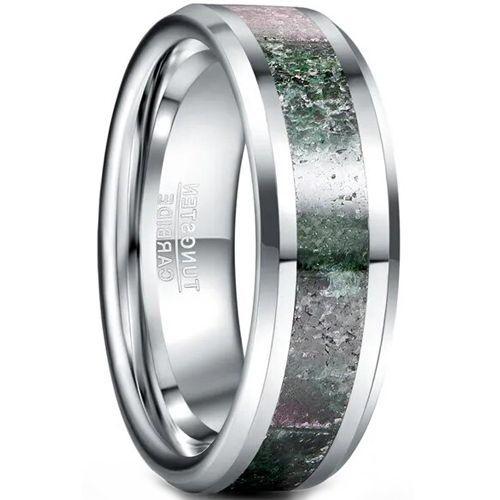 (Wholesale)Tungsten Carbide Green Meteorite Ring-8877