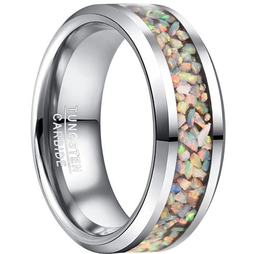 (Wholesale)Tungsten Carbide Ring With Crushed Opal-8883