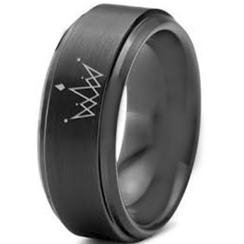 (Wholesale)Black Tungsten Carbide King Crown Ring-891