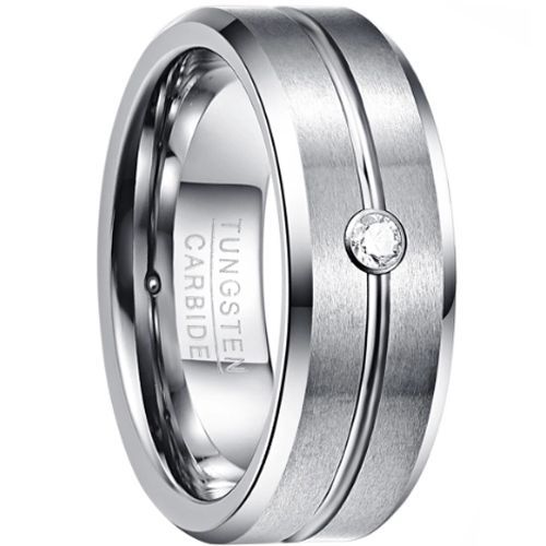(Wholesale)Tungsten Carbide Ring With Cubic Zirconia-9381