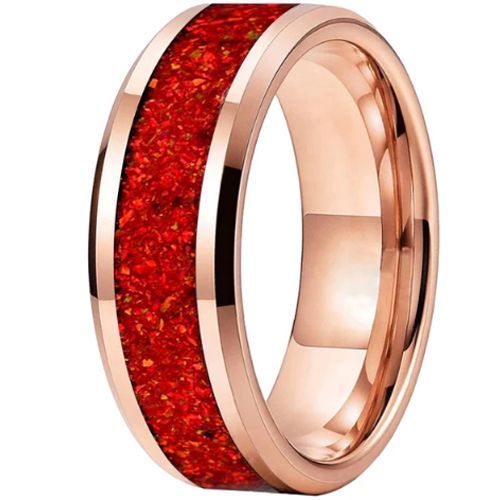 (Wholesale)Rose Tungsten Carbide Crushed Opal Ring-9833