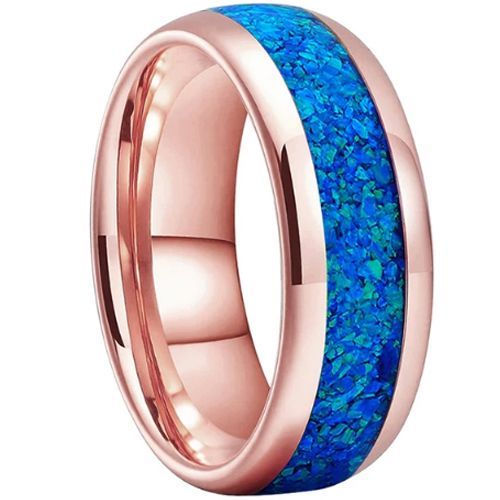 (Wholesale)Rose Tungsten Carbide Ring With Crushed Opal-9848