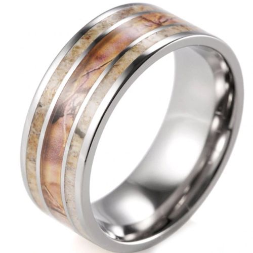 (Wholesale)Tungsten Carbide Camo Deer Antler Ring - 1992