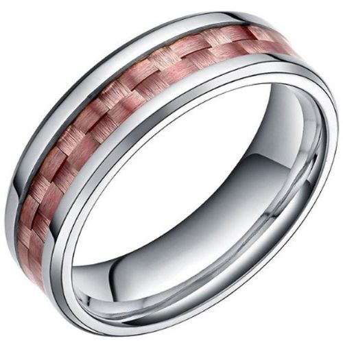 (Wholesale)Tungsten Carbide Beveled Edges Carbon Fiber Ring-3040