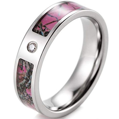 (Wholesale)Tungsten Carbide Camo Ring With CZ - 3319