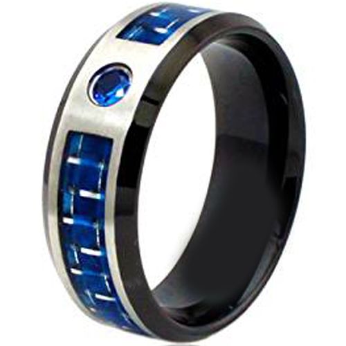 (Wholesale)Tungsten Carbide Carbon Fiber & CZ Ring-TG1127