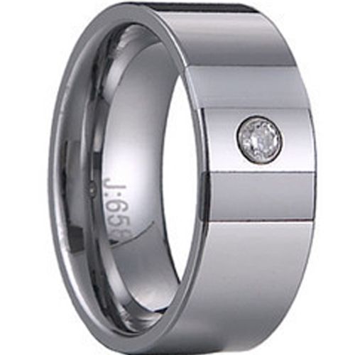 (Wholesale)Tungsten Carbide Ring With White Ceramic-TG1144