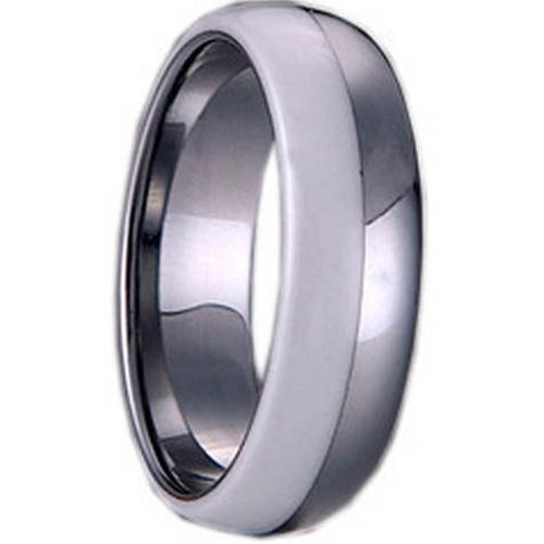 (Wholesale)Tungsten Carbide Ring With White Ceramic - TG1149