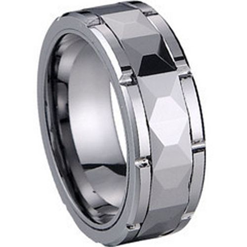 (Wholesale)Tungsten Carbide Brick Pattern Ring - TG1225