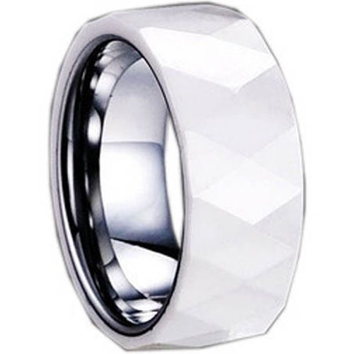 (Wholesale)Tungsten Carbide Ring With White Ceramic - TG1282