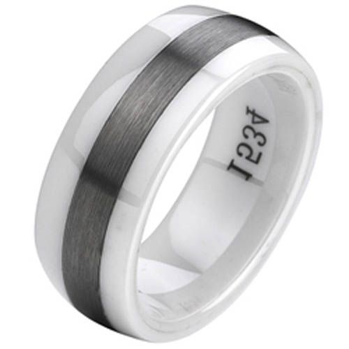 (Wholesale)Tungsten Carbide Ring With White Ceramic - TG1307A