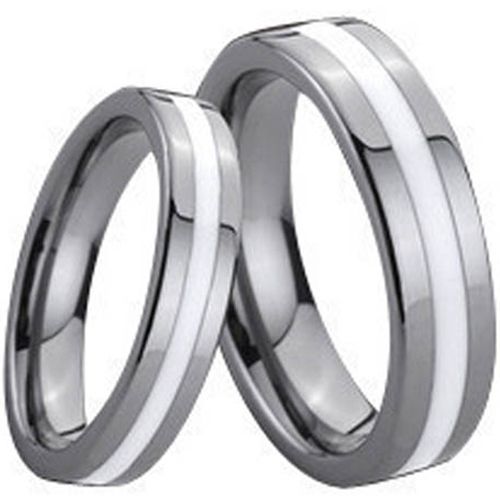 (Wholesale)Tungsten Carbide Ring With White Ceramic - TG138