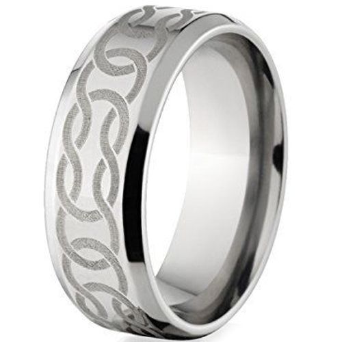 (Wholesale)Tungsten Carbide Celtic Beveled Edges Ring - TG148