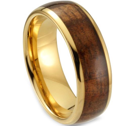 (Wholesale)Tungsten Carbide Dome Wood Ring - TG1753