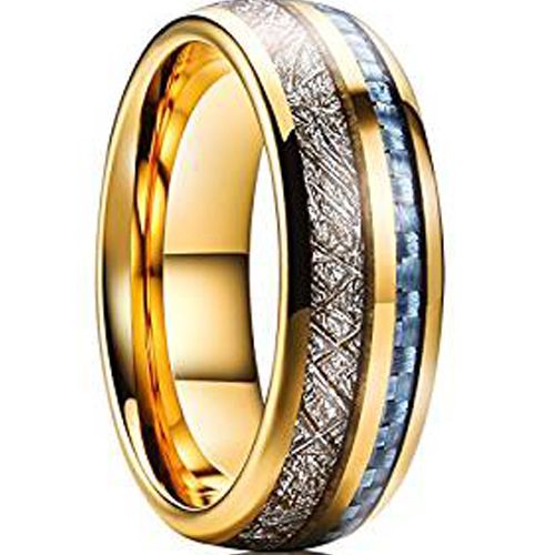 (Wholesale)Tungsten Carbide Carbon Fiber Imitate Meteorite Ring-