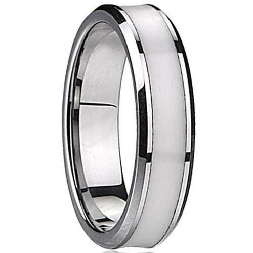 (Wholesale)Tungsten Carbide Ring With White Ceramic - TG1952