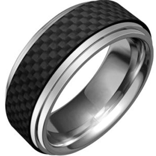 (Wholesale)Tungsten Carbide Ring With Carbon Fiber-TG1988