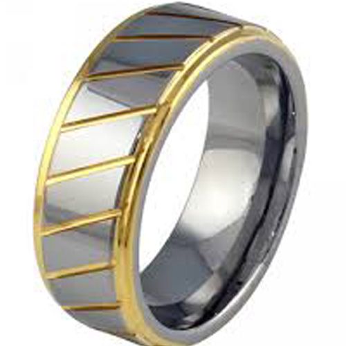 (Wholesale)Tungsten Carbide Diagonal Groove Ring - TG1994