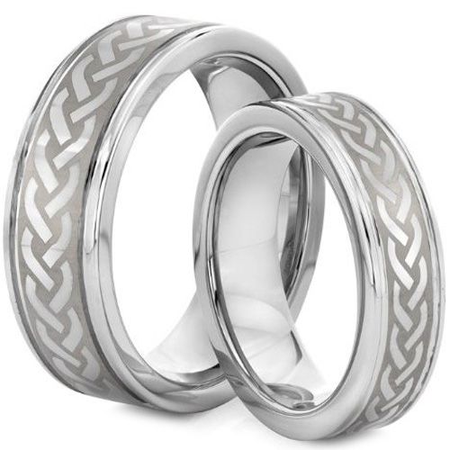 (Wholesale)Tungsten Carbide Double Groove Celtic Ring - TG2127
