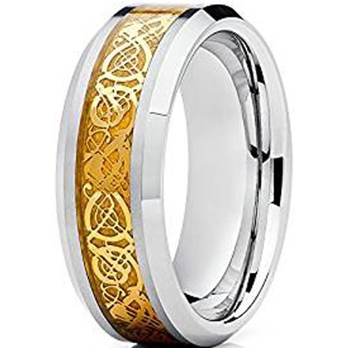 (Wholesale)Tungsten Carbide Beveled Edges Dragon Ring - TG2128