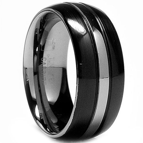 (Wholesale)Tungsten Carbide Double Groove Ring - TG2169