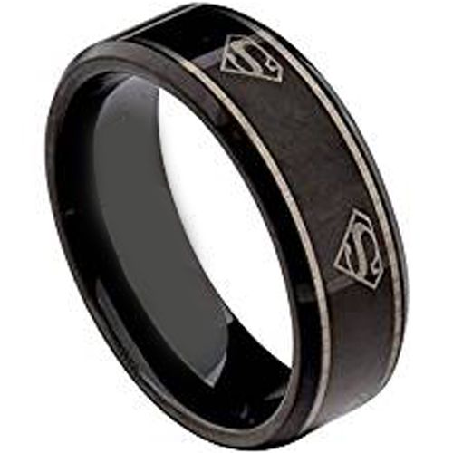 (Wholesale)Tungsten Carbide Beveled Edges Superman Ring-TG219