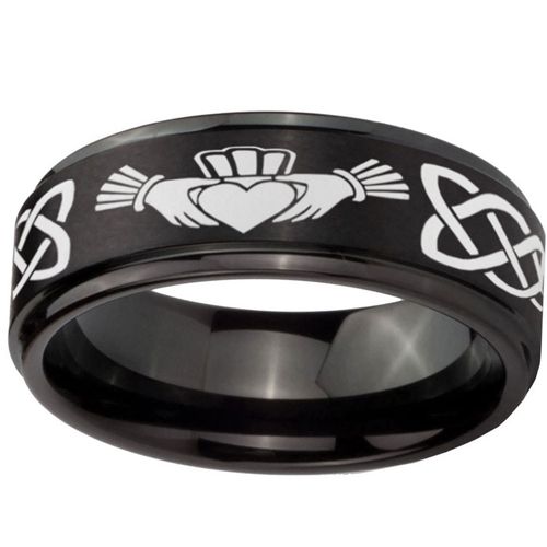 (Wholesale)Black Tungsten Carbide Mo Anam Cara Ring - TG2385