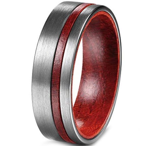 (Wholesale)Tungsten Carbide Wood Ring - TG2518