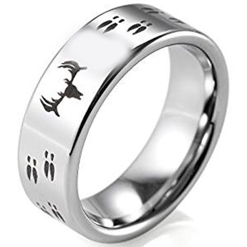 (Wholesale)Tungsten Carbide Pipe Cut Deer Track Ring - TG2531
