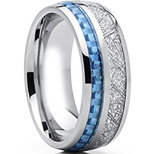 (Wholesale)Tungsten Carbide Carbon Fiber Imitate Meteorite Ring-