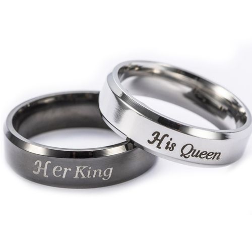 Tungsten Carbide Beveled Edges King Queen Ring - TG2583