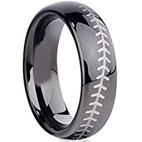 (Wholesale)Black Tungsten Carbide BaseBall Ring - TG2603