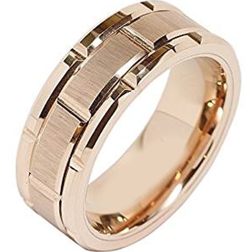 (Wholesale)Tungsten Carbide Brick Pattern Ring - TG2607AA