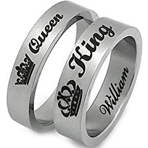 (Wholesale)Tungsten Carbide Pipe Cut King Queen Ring - TG2856AA