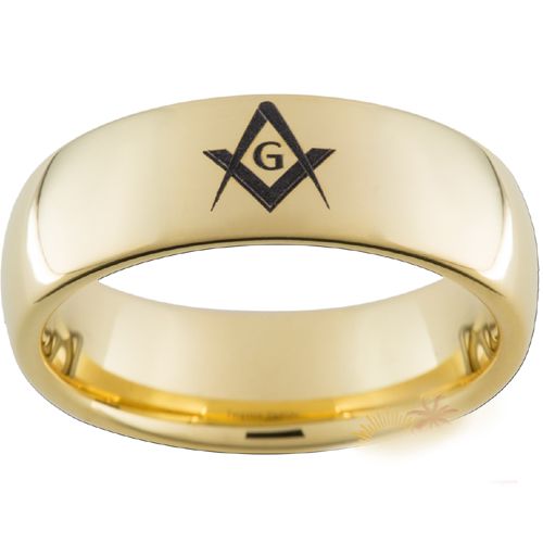 (Wholesale)Tungsten Carbide Dome Masonic Ring - TG2894AA