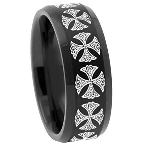 (Wholesale)Black Tungsten Carbide Cross Ring - TG3137