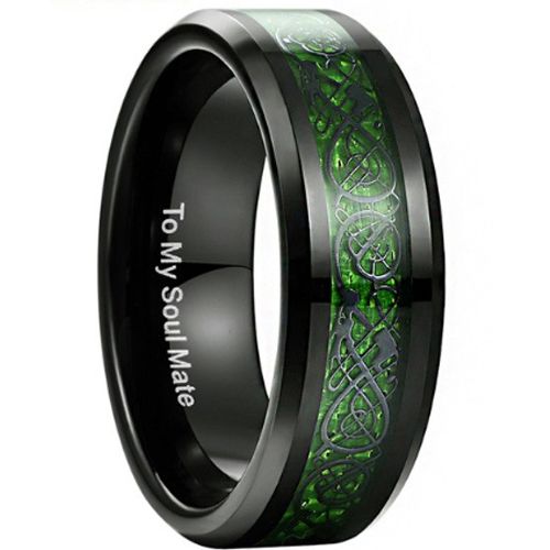 (Wholesale)Black Tungsten Carbide Dragon Ring - TG3353BB