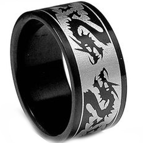 (Wholesale)Tungsten Carbide Pipe Cut Dragon Ring - TG3411