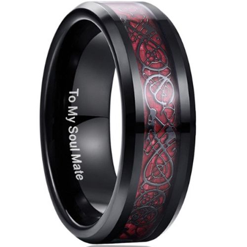 (Wholesale)Black Tungsten Carbide Dragon Ring - TG3422