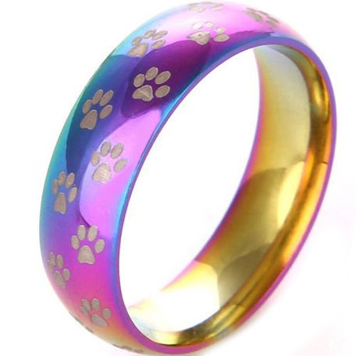 (Wholesale)Tungsten Carbide Rainbow Color Ring With Paws-3491