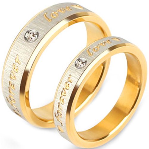 (Wholesale)Tungsten Carbide Forever Love Ring With CZ - TG3514A