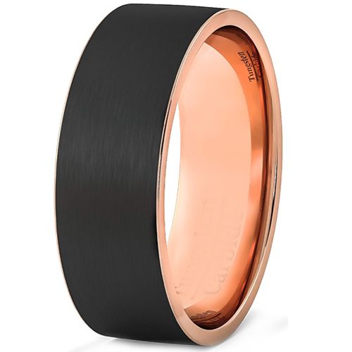 (Wholesale)Tungsten Carbide Black Rose Flat Ring-3533