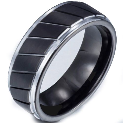(Wholesale)Tungsten Carbide Diagonal Groove Ring - TG3667